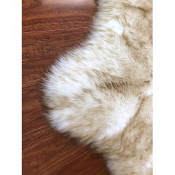 Faux Sheepskin Hypoallergenic Free Shape Silky Shag Rug, Luxury Shaggy Silky Plush Carpet for Bedrooms Rugs Living Rooms Sofa Floor Rugs (Octo 8 Pelts 6'x8', White/Brown Tips)