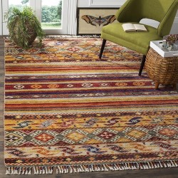 Nomad Collection Area Rug - 6' x 9', Multi, Hand-Knotted Moroccan Boho Tribal Fringe Wool & Viscose, Ideal for High Traffic Areas in Living Room, Bedroom (NMD787A)