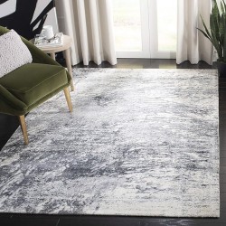 Mirage Collection Area Rug - 6' x 9', Grey & Ivory, Handmade Modern Abstract Viscose, Ideal for High Traffic Areas in Living Room, Bedroom (MIR756F)
