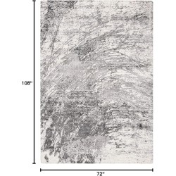 Mirage Collection Area Rug - 6' x 9', Grey & Ivory, Handmade Modern Abstract Viscose, Ideal for High Traffic Areas in Living Room, Bedroom (MIR756F)