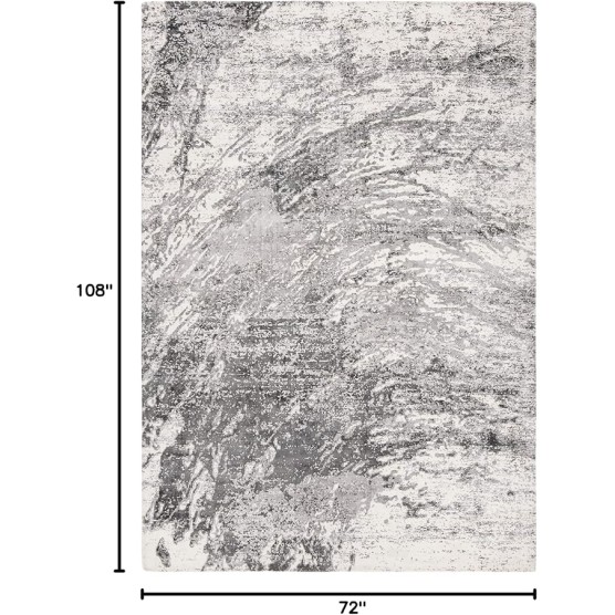Mirage Collection Area Rug - 6' x 9', Grey & Ivory, Handmade Modern Abstract Viscose, Ideal for High Traffic Areas in Living Room, Bedroom (MIR756F)