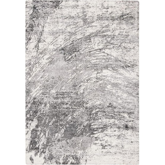 Mirage Collection Area Rug - 6' x 9', Grey & Ivory, Handmade Modern Abstract Viscose, Ideal for High Traffic Areas in Living Room, Bedroom (MIR756F)