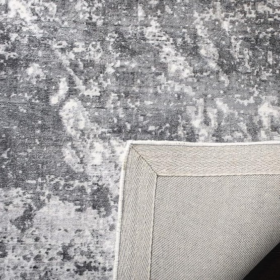Mirage Collection Area Rug - 6' x 9', Grey & Ivory, Handmade Modern Abstract Viscose, Ideal for High Traffic Areas in Living Room, Bedroom (MIR756F)
