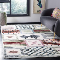 Kenya Collection Area Rug - 9' x 12', Ivory & Multi, Hand-Knotted Boho Tribal Wool, Ideal for High Traffic Areas in Living Room, Bedroom (KNY913A)