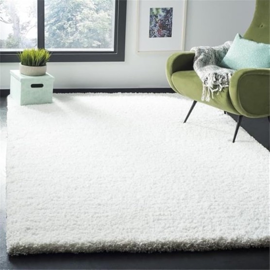 Ultimate Shag Collection 8' x 10' Ivory SGU210A Handmade Solid 1.6-inch Thick Area Rug