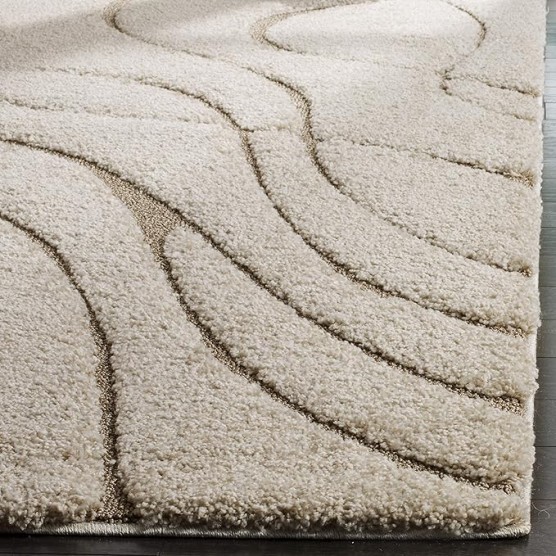Florida Shag Collection Area Rug - 9'6" x 13', Cream & Beige, Non-Shedding & Easy Care, 1.2-inch Thick Ideal for High Traffic Areas in Living Room, Bedroom (SG471-1113)