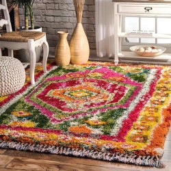 Shania Medallion Shaggy Area Rug, 6'7" x 9', Multi