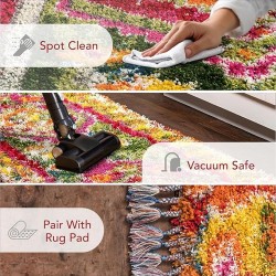 Shania Medallion Shaggy Area Rug, 6'7" x 9', Multi