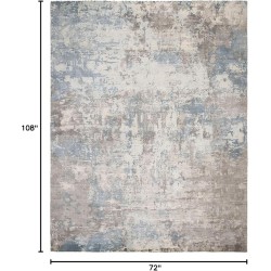 Mirage Collection Area Rug - 6' x 9', Silver & Blue, Handmade Modern Abstract Viscose & Wool, Ideal for High Traffic Areas in Living Room, Bedroom (MIR338G)