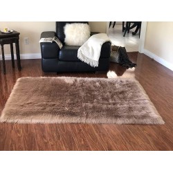 Faux Sheepskin Super Soft Hypoallergenic Square Area Rug Plush Fur Premium Shag (96", 240x240 cm, Camel)