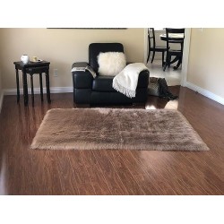 Faux Sheepskin Super Soft Hypoallergenic Square Area Rug Plush Fur Premium Shag (96", 240x240 cm, Camel)