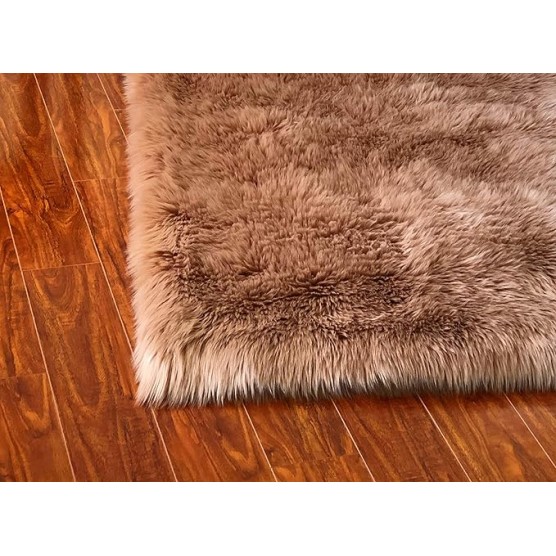 Faux Sheepskin Super Soft Hypoallergenic Square Area Rug Plush Fur Premium Shag (96", 240x240 cm, Camel)