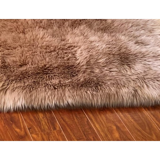 Faux Sheepskin Super Soft Hypoallergenic Square Area Rug Plush Fur Premium Shag (96", 240x240 cm, Camel)
