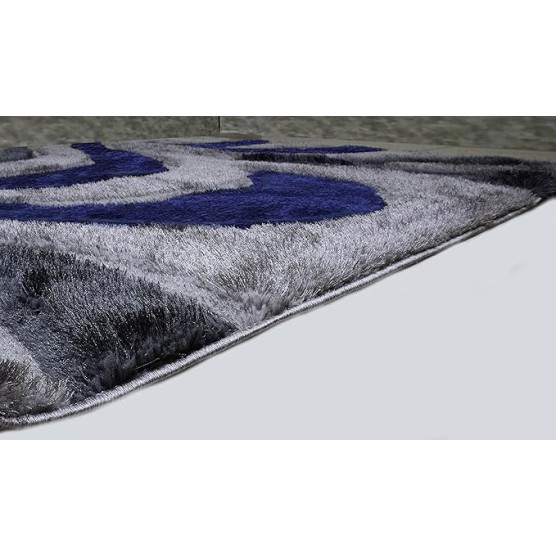 Area Rugs, 5x7 Shaggy Collection Modern Gray Blue Shag Rug, Contemporary Geometric Carpet for Living Room and Bedroom (5' x 7')