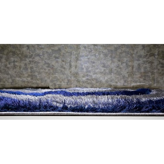 Area Rugs, 5x7 Shaggy Collection Modern Gray Blue Shag Rug, Contemporary Geometric Carpet for Living Room and Bedroom (5' x 7')