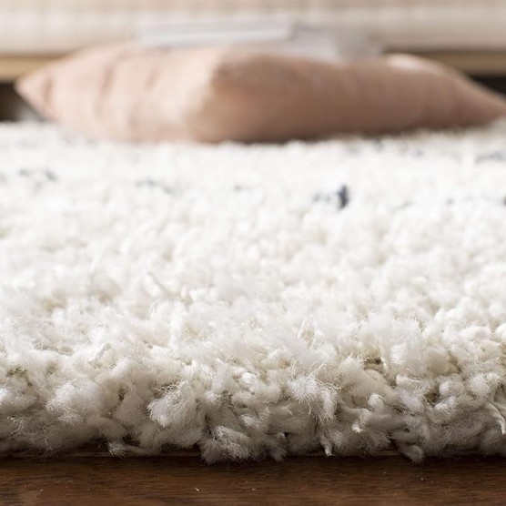 Area Rug 8x10 - Pro Luxe Shag Collection - Large - Cream & Blue, Moroccan Boho Tassel, Non-Shedding & Easy Cleaning, Plush Thick Pile, Ideal for Living Room, Bedroom, Dining Space (PLX435A)