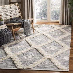 Kenya Collection Area Rug - 9' x 12', Grey & Ivory, Handmade Moroccan Boho Tribal Wool, Ideal for High Traffic Areas in Living Room, Bedroom (KNY455F)