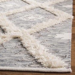 Kenya Collection Area Rug - 9' x 12', Grey & Ivory, Handmade Moroccan Boho Tribal Wool, Ideal for High Traffic Areas in Living Room, Bedroom (KNY455F)