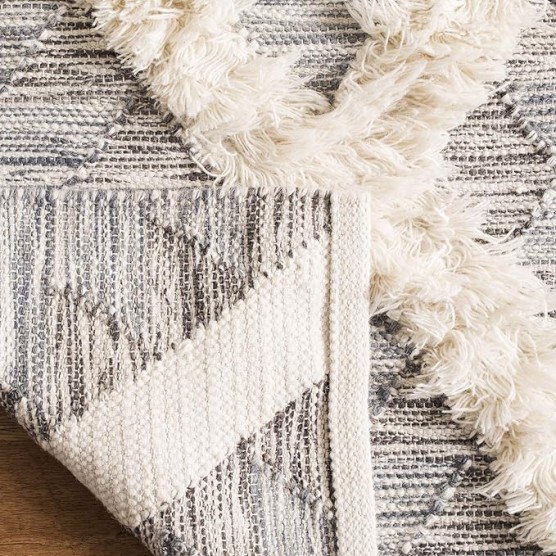 Kenya Collection Area Rug - 9' x 12', Grey & Ivory, Handmade Moroccan Boho Tribal Wool, Ideal for High Traffic Areas in Living Room, Bedroom (KNY455F)