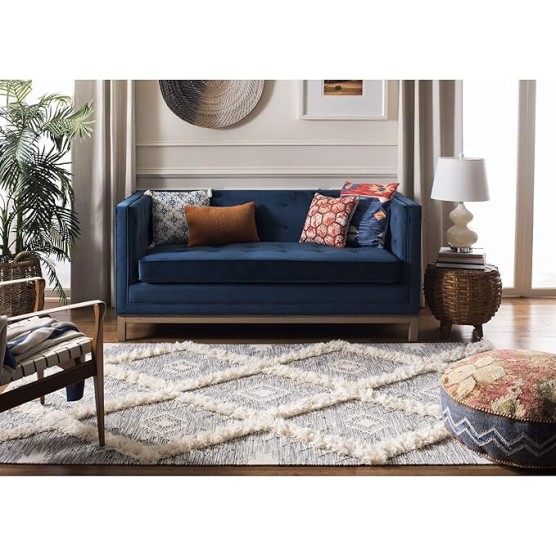 Kenya Collection Area Rug - 9' x 12', Grey & Ivory, Handmade Moroccan Boho Tribal Wool, Ideal for High Traffic Areas in Living Room, Bedroom (KNY455F)