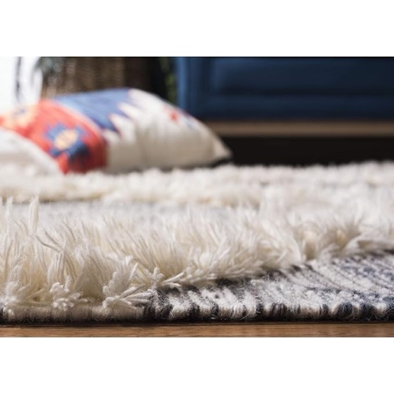 Kenya Collection Area Rug - 9' x 12', Grey & Ivory, Handmade Moroccan Boho Tribal Wool, Ideal for High Traffic Areas in Living Room, Bedroom (KNY455F)