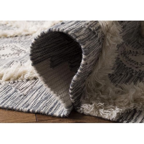 Kenya Collection Area Rug - 9' x 12', Grey & Ivory, Handmade Moroccan Boho Tribal Wool, Ideal for High Traffic Areas in Living Room, Bedroom (KNY455F)