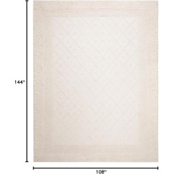 Kenya Collection Area Rug - 9' x 12', Ivory, Hand-Knotted Moroccan Boho Trellis Rustic Wool, Ideal for High Traffic Areas in Living Room, Bedroom (KNY952A)