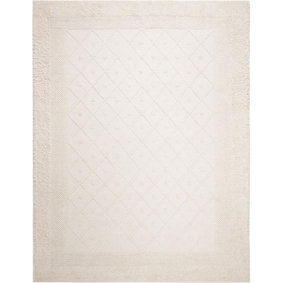 Kenya Collection Area Rug - 9' x 12', Ivory, Hand-Knotted Moroccan Boho Trellis Rustic Wool, Ideal for High Traffic Areas in Living Room, Bedroom (KNY952A)