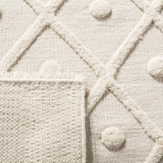 Kenya Collection Area Rug - 9' x 12', Ivory, Hand-Knotted Moroccan Boho Trellis Rustic Wool, Ideal for High Traffic Areas in Living Room, Bedroom (KNY952A)