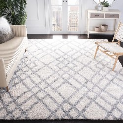 Berber Shag Collection 8' x 10' Cream/Grey BER214A Moroccan Non-Shedding Living Room Bedroom Dining Room Entryway Plush 1.2-inch Thick Area Rug