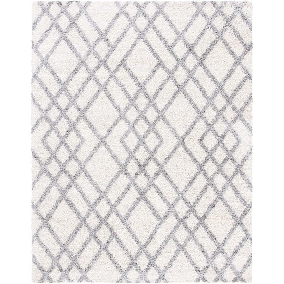 Berber Shag Collection 8' x 10' Cream/Grey BER214A Moroccan Non-Shedding Living Room Bedroom Dining Room Entryway Plush 1.2-inch Thick Area Rug