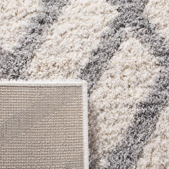 Berber Shag Collection 8' x 10' Cream/Grey BER214A Moroccan Non-Shedding Living Room Bedroom Dining Room Entryway Plush 1.2-inch Thick Area Rug