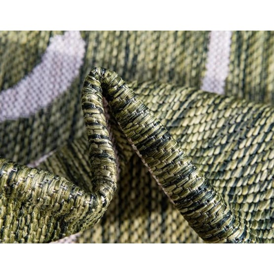 Outdoor Botanical Collection Area Rug - Curl (9' x 12' Rectangle, Green/ Ivory)