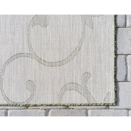 Outdoor Botanical Collection Area Rug - Curl (9' x 12' Rectangle, Green/ Ivory)