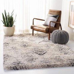 Iceland Shag Collection Area Rug - 5'3" x 7'6", Cream & Grey, Modern Design, Non-Shedding & Easy Care, 2.5-inch Thick Ideal for High Traffic Areas in Living Room, Bedroom (ISG514A)