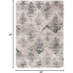 Iceland Shag Collection Area Rug - 5'3" x 7'6", Cream & Grey, Modern Design, Non-Shedding & Easy Care, 2.5-inch Thick Ideal for High Traffic Areas in Living Room, Bedroom (ISG514A)