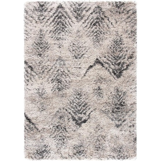 Iceland Shag Collection Area Rug - 5'3" x 7'6", Cream & Grey, Modern Design, Non-Shedding & Easy Care, 2.5-inch Thick Ideal for High Traffic Areas in Living Room, Bedroom (ISG514A)