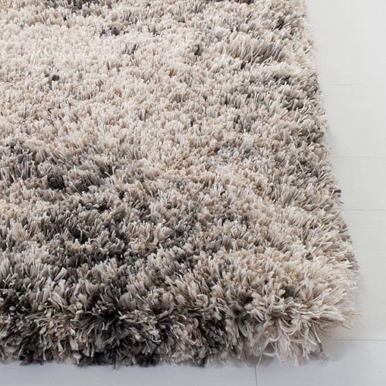 Iceland Shag Collection Area Rug - 5'3" x 7'6", Cream & Grey, Modern Design, Non-Shedding & Easy Care, 2.5-inch Thick Ideal for High Traffic Areas in Living Room, Bedroom (ISG514A)