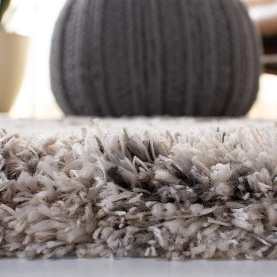 Iceland Shag Collection Area Rug - 5'3" x 7'6", Cream & Grey, Modern Design, Non-Shedding & Easy Care, 2.5-inch Thick Ideal for High Traffic Areas in Living Room, Bedroom (ISG514A)
