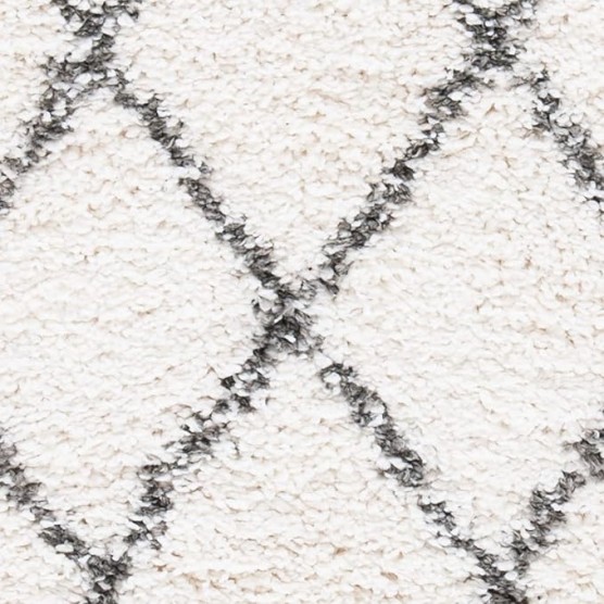 Area Rug 8x10 - Moroccan Fringe Shag Collection - Large - Ivory & Grey, Boho Design, Non-Shedding & Easy Cleaning, Plush Thick Pile, Ideal for Living Room, Bedroom, Dining Space (MFG343A)