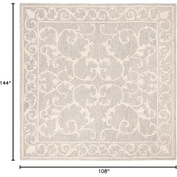 Micro-Loop Collection Area Rug - 9' x 12', Light Grey & Ivory, Handmade Country Cottage Wool, Ideal for High Traffic Areas in Living Room, Bedroom (MLP507F)