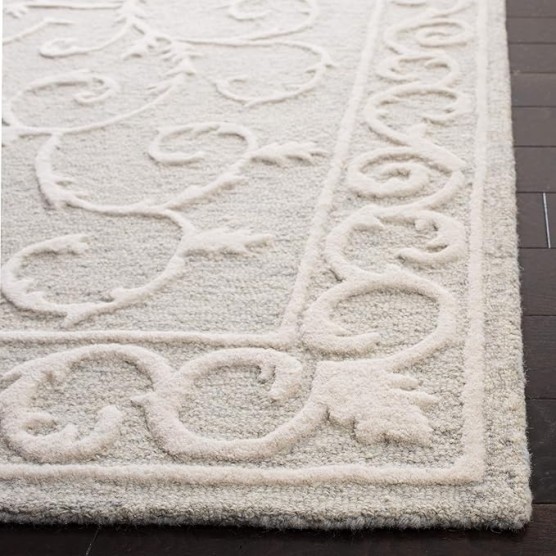 Micro-Loop Collection Area Rug - 9' x 12', Light Grey & Ivory, Handmade Country Cottage Wool, Ideal for High Traffic Areas in Living Room, Bedroom (MLP507F)