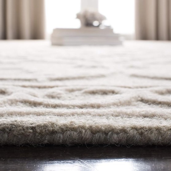 Micro-Loop Collection Area Rug - 9' x 12', Light Grey & Ivory, Handmade Country Cottage Wool, Ideal for High Traffic Areas in Living Room, Bedroom (MLP507F)