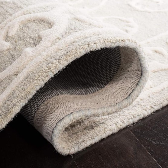 Micro-Loop Collection Area Rug - 9' x 12', Light Grey & Ivory, Handmade Country Cottage Wool, Ideal for High Traffic Areas in Living Room, Bedroom (MLP507F)