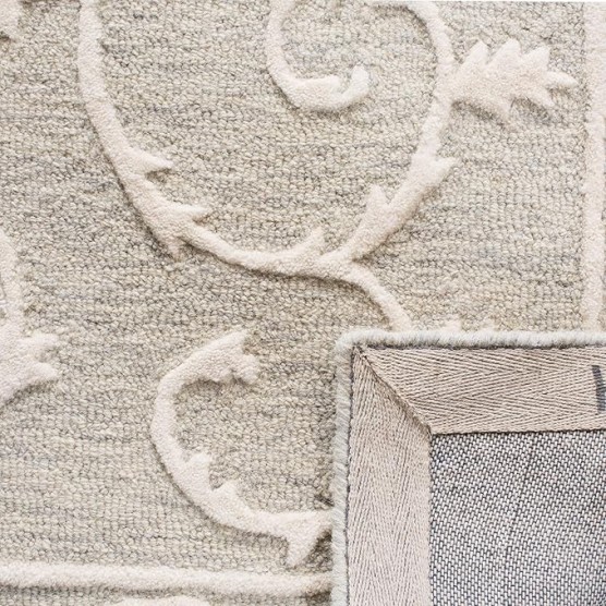 Micro-Loop Collection Area Rug - 9' x 12', Light Grey & Ivory, Handmade Country Cottage Wool, Ideal for High Traffic Areas in Living Room, Bedroom (MLP507F)
