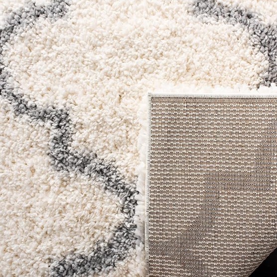 Fontana Shag Collection Area Rug - 9' x 12', Cream & Grey, Moroccan Trellis Design, Non-Shedding & Easy Care, 2-inch Thick Ideal for High Traffic Areas in Living Room, Bedroom (FNT818A)