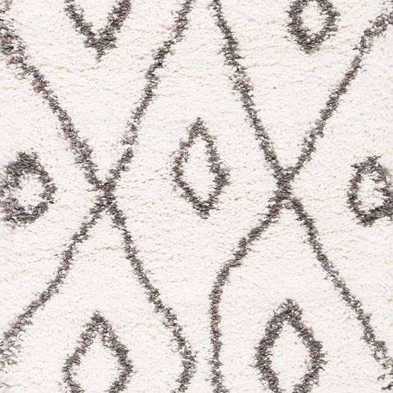 Area Rug 8x10 - Moroccan Fringe Shag Collection - Large - Ivory & Grey, Boho Design, Non-Shedding & Easy Cleaning, Plush Thick Pile, Ideal for Living Room, Bedroom, Dining Space (MFG333A)