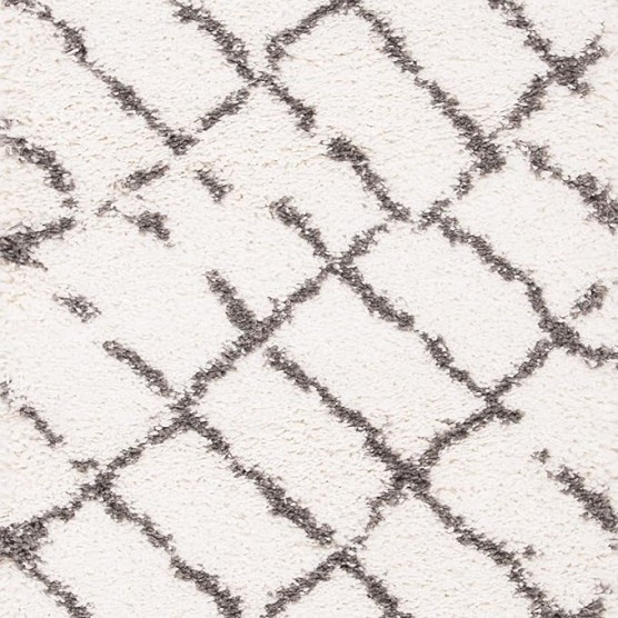 Area Rug 8x10 - Moroccan Fringe Shag Collection - Large - Ivory & Grey, Boho Design, Non-Shedding & Easy Cleaning, Plush Thick Pile, Ideal for Living Room, Bedroom, Dining Space (MFG329A)