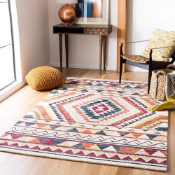Area Rug 8x10 - Aspen Collection - Large - Rust & Ivory, Handmade Wool, Moroccan Boho Tribal Design, Ideal for Living Room, Bedroom, Office, Dining Space (APN806P)