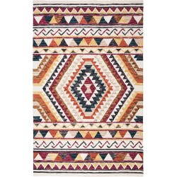 Area Rug 8x10 - Aspen Collection - Large - Rust & Ivory, Handmade Wool, Moroccan Boho Tribal Design, Ideal for Living Room, Bedroom, Office, Dining Space (APN806P)